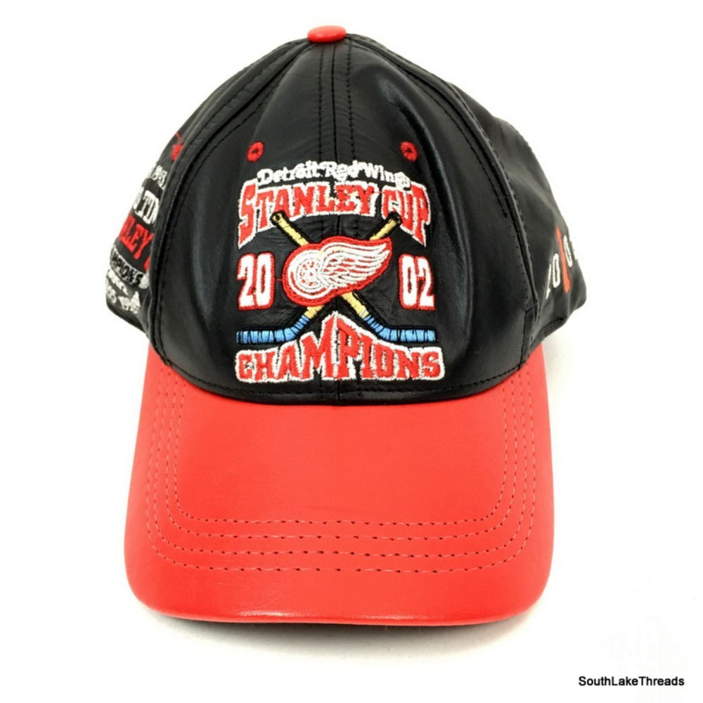 Detroit Red Wings 2002 Stanley Cup Leather Hat